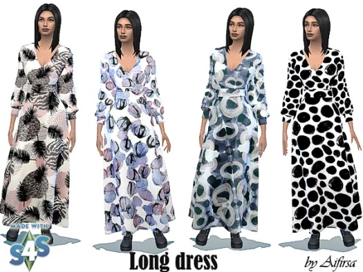 Sims 4 Long dress at Aifirsa