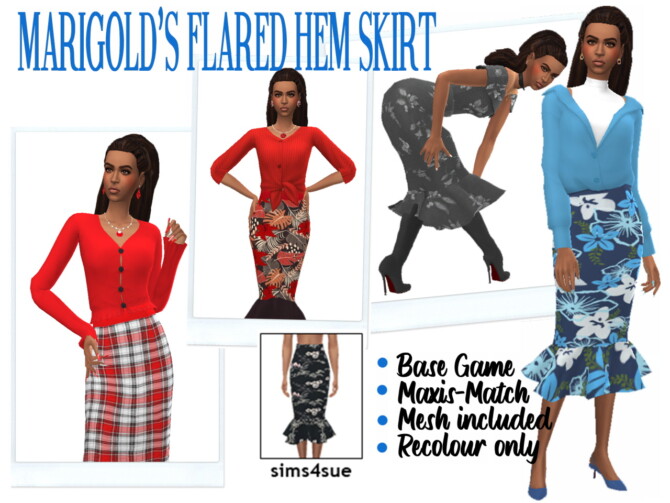 Sims 4 MARIGOLD’S FLARED HEM SKIRT at Sims4Sue