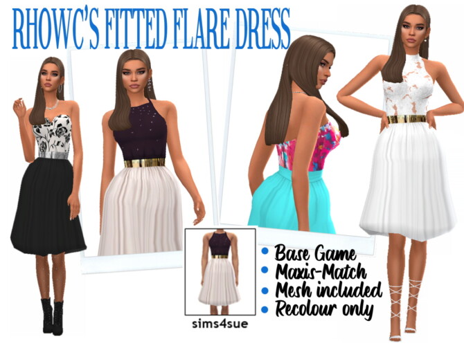 Sims 4 RHOWC’S FITTED FLARE DRESS at Sims4Sue
