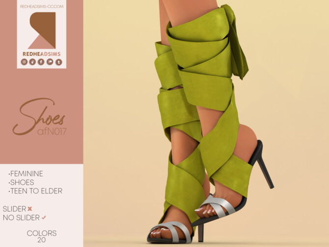 Sims 4 High Heeled Sandals AF N017 | NO SLIDER at REDHEADSIMS