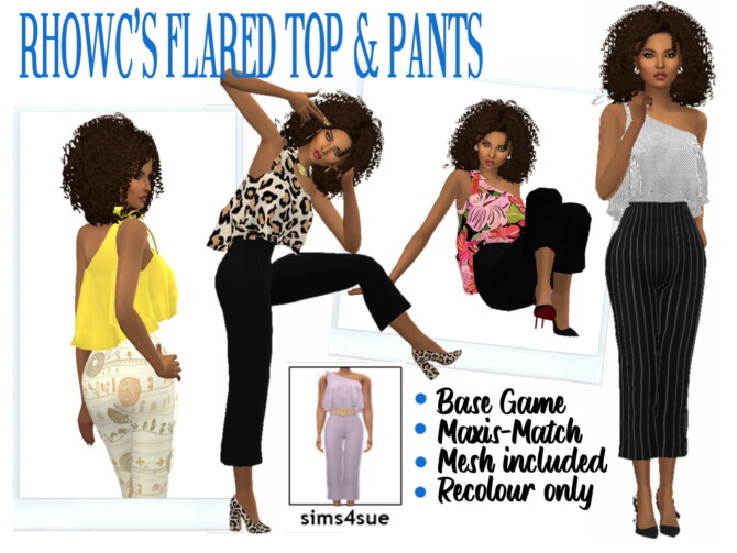 Sims 4 RHOWC’S FLARED TOP & PANTS at Sims4Sue