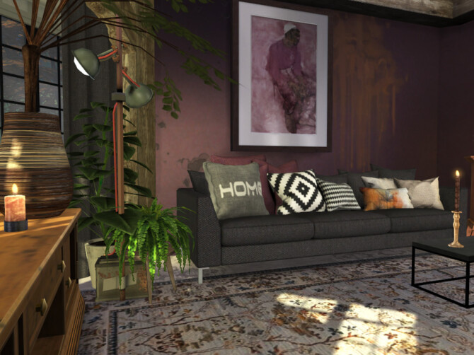 Sims 4 Pumpkin Purple Livingroom by fredbrenny at TSR