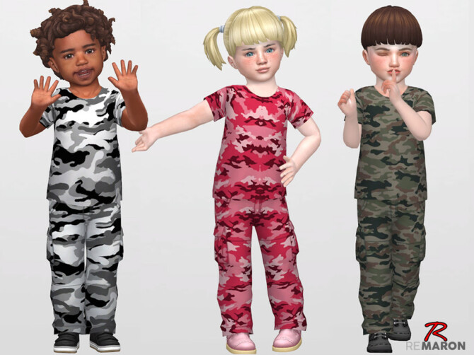 Sims 4 Camouflage Shirt for Toddler 01 by remaron at TSR