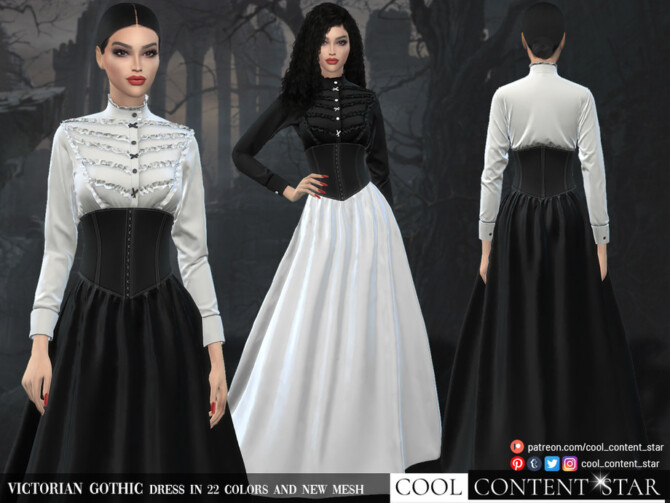 Sims 4 Victorian Gothic Dress by sims2fanbg at TSR