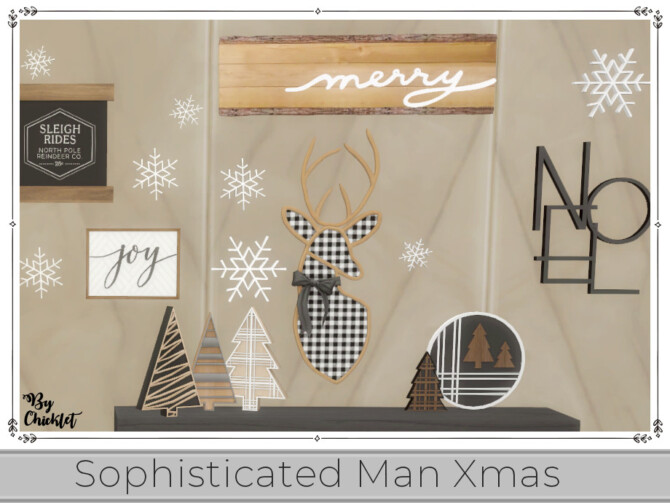 Sims 4 Sophisticated Man Xmas Sitting Room Wall Decor by Chicklet at TSR
