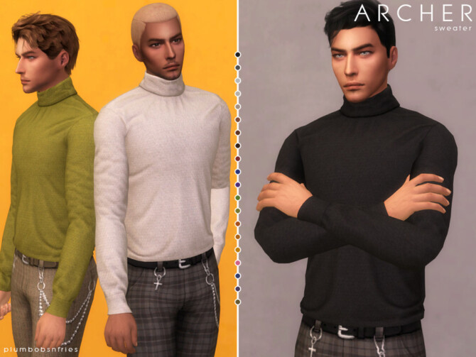 Sims 4 ARCHER sweater by Plumbobs n Fries at TSR