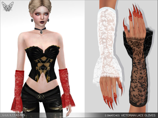 Sims 4 Victorian Lace Gloves by feyona at TSR