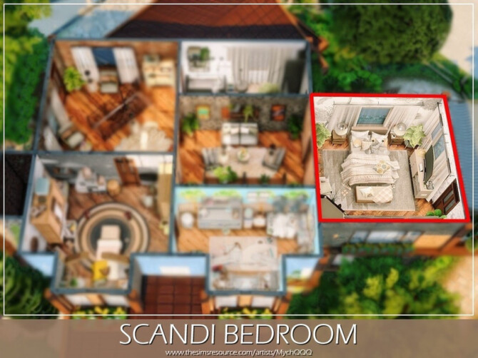 Sims 4 Scandi Bedroom by MychQQQ at TSR