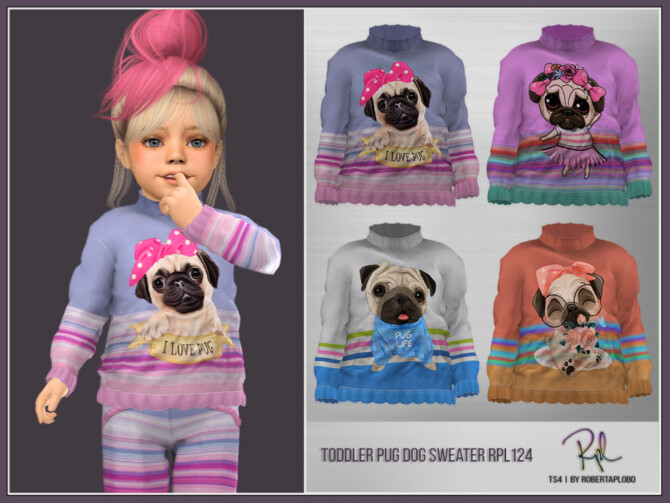 Sims 4 Toddler Pug Dog Sweater RPL124 by RobertaPLobo at TSR