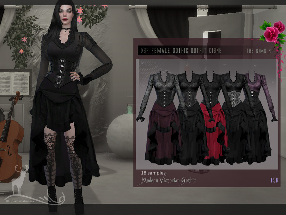 Modern Victorian Gothic Female Gothic Outfit Cisne By Dansimsfantasy At Tsr Sims 4 Updates