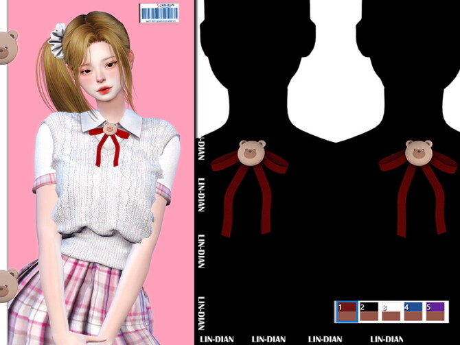 Sims 4 Little bear bow tie by LIN DIAN at TSR