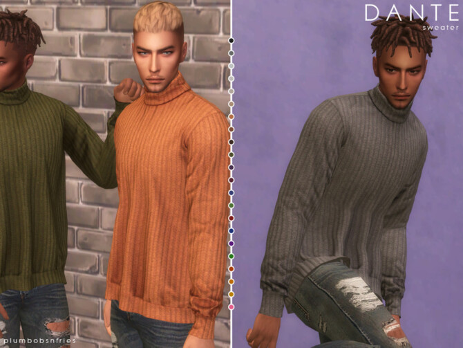 Sims 4 DANTE sweater by Plumbobs n Fries at TSR