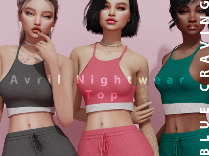 Sims 4 AVRIL NIGHTWEAR TOP at Blue Craving