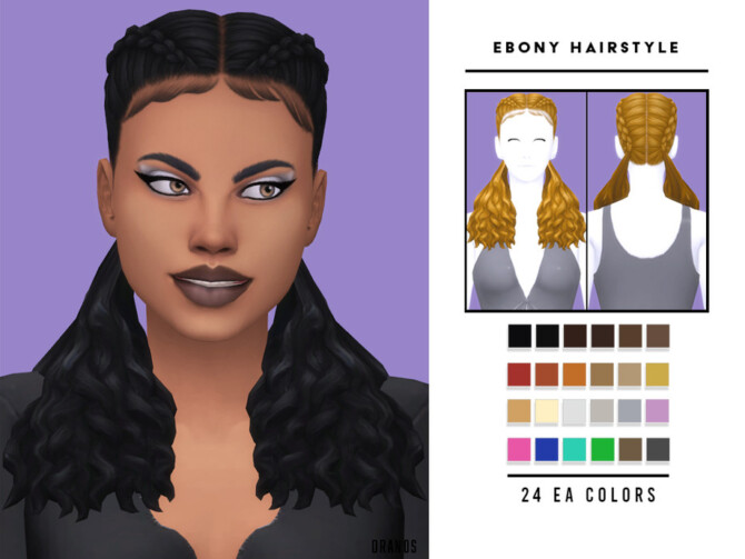Sims 4 Ebony Hairstyle by OranosTR at TSR