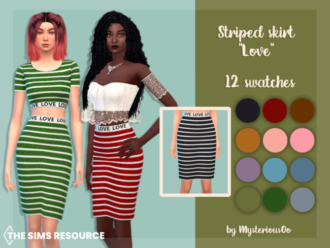 Sims 4 Striped skirt Love by MysteriousOo at TSR