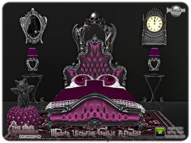Sims 4 Modern victorian gothic Afrodita bedroom by jomsims at TSR