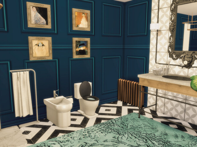 Sims 4 White Wine Art Deco Bathroom 3 by GenkaiHaretsu at TSR