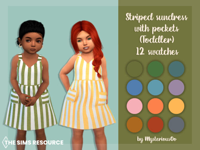 Sims 4 Striped sundress with pockets Toddler by MysteriousOo at TSR
