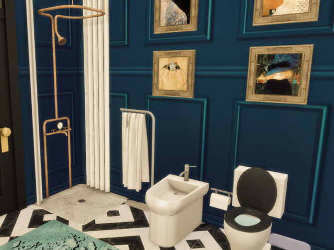 Sims 4 White Wine Art Deco Bathroom 3 by GenkaiHaretsu at TSR