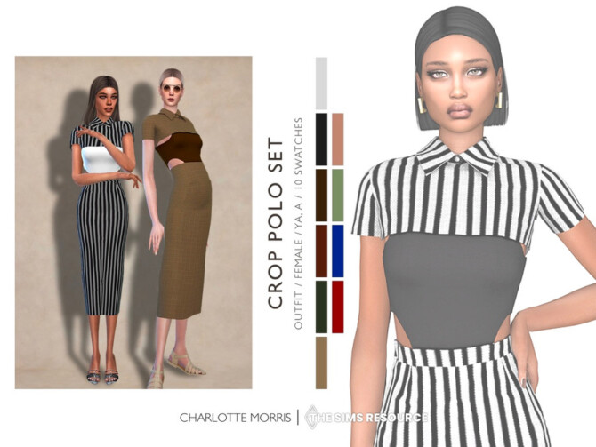 Sims 4 Crop Polo Set by Charlotte Morris at TSR