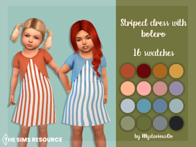 Sims 4 Striped dress with bolero by MysteriousOo at TSR