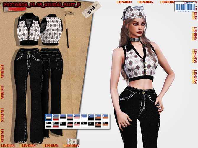 Sims 4 Vintage tank tops and jeans by LIN DIAN at TSR