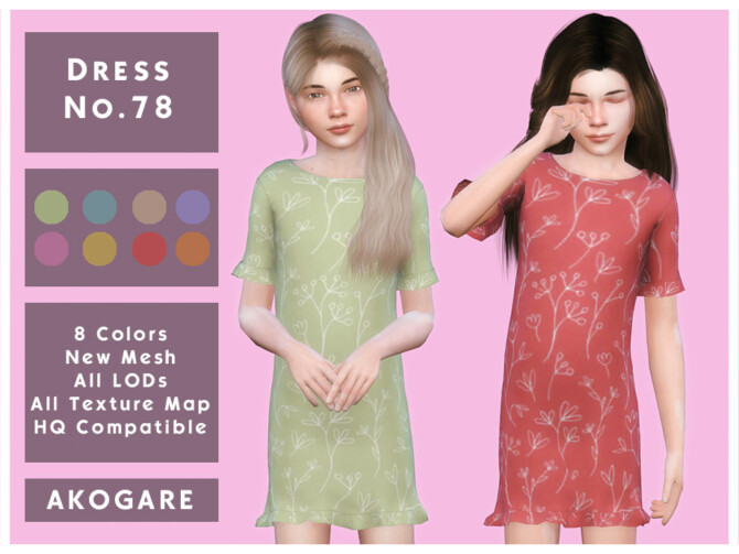 Sims 4 Dress No.78 by Akogare at TSR