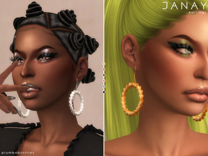 Sims 4 JANAY earrings by Plumbobs n Fries at TSR