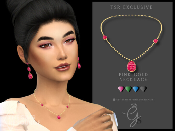 Sims 4 Pink Gold Necklace by Glitterberryfly at TSR