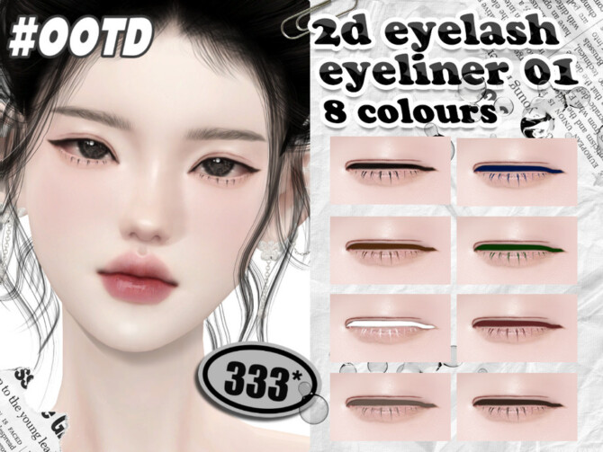 Sims 4 2d eyelash eyeliner 01 by asan333 at TSR