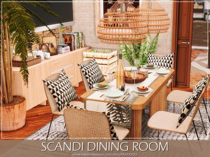 Sims 4 Scandi Dining Room by MychQQQ at TSR