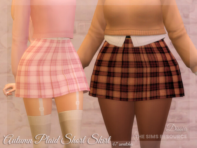 Sims 4 Autumn Short Plaid Skirt by Dissia at TSR