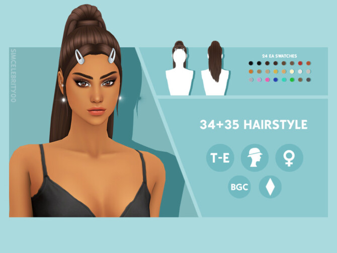 Sims 4 Ariana Grande Hairstyle by simcelebrity00 at TSR