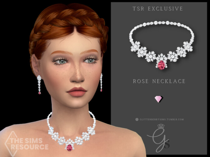 Sims 4 Rose Necklace by Glitterberryfly at TSR