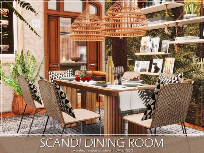 Sims 4 Scandi Dining Room by MychQQQ at TSR