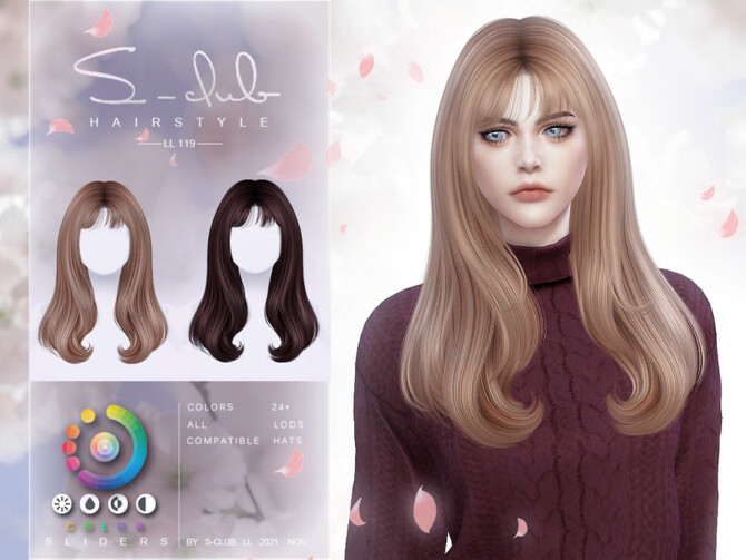 Sims 4 Bang curly hair (yuki) by S Club at TSR