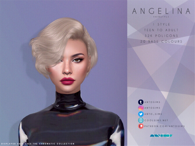 Sims 4 Angelina Hair by Anto at TSR