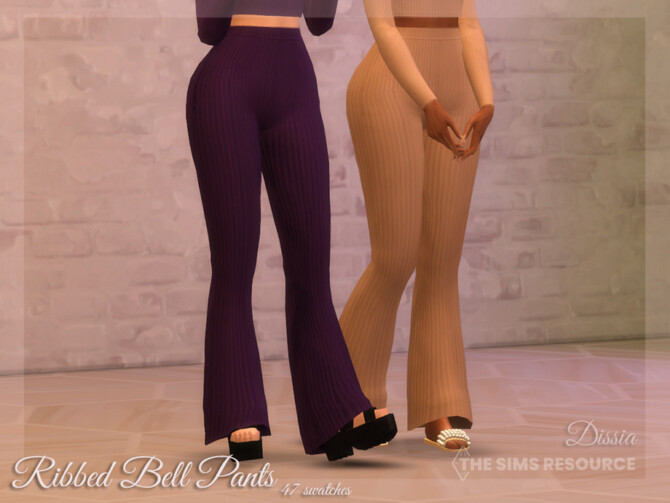 Sims 4 Ribbed Bell Pants by Dissia at TSR