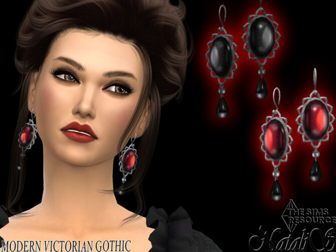 Sims 4 Modern Victorian Gothic Cabochon earrings by NataliS at TSR