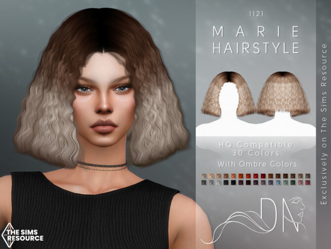 Sims 4 Marie Hairstyle with Curly Ombre Add on by DarkNighTt at TSR