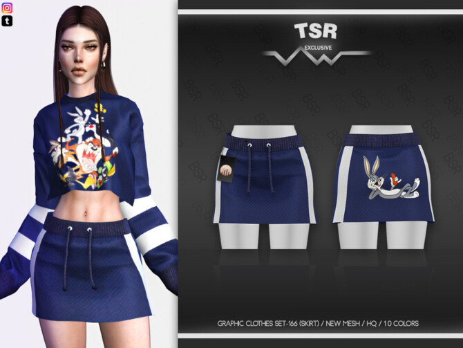 Sims 4 GRAPHIC CLOTHES SET 166 (SKIRT) BD574 by busra tr at TSR