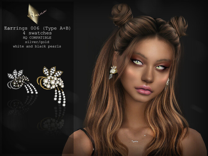 Sims 4 Earrings 006 Type A + B by AurumMusik at TSR