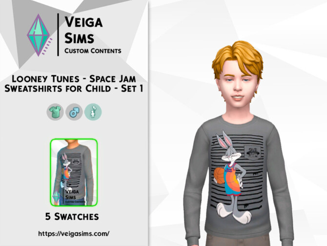 Sims 4 Space Jam Sweatshirts for Child   Set 1 by David Mtv at TSR