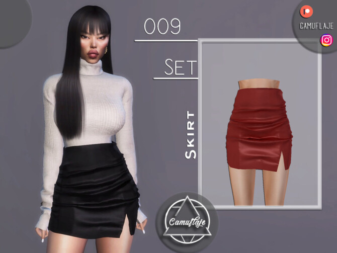 Sims 4 SET 009   Leather Skirt by Camuflaje at TSR