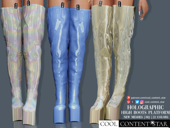 Sims 4 Holographic High Boots Platform by sims2fanbg at TSR