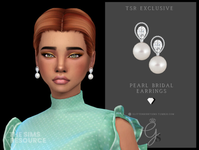 Sims 4 Pearl Bridal Earrings by Glitterberryfly at TSR