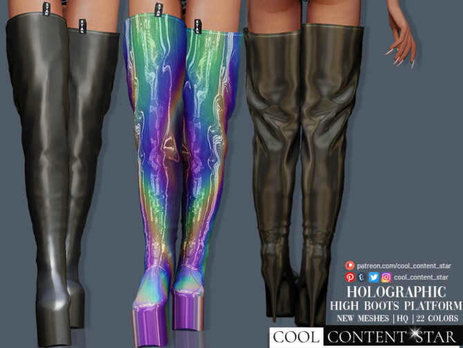 Sims 4 Holographic High Boots Platform by sims2fanbg at TSR