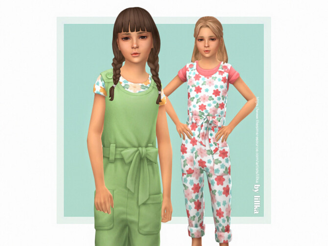 Sims 4 Flower Jumpsuit  by lillka at TSR