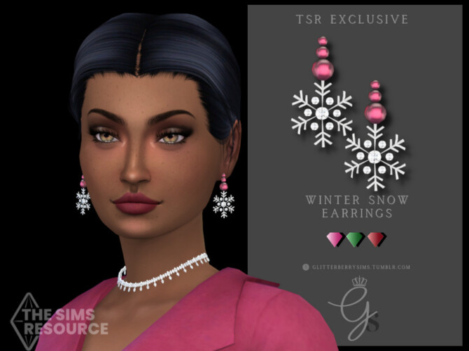 Sims 4 Winter Snow earrings by Glitterberryfly at TSR