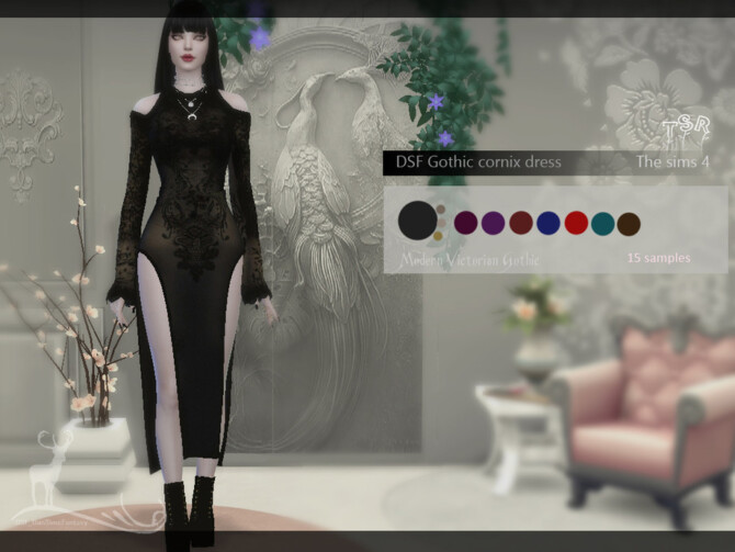 Sims 4 Modern Victorian Gothic   Gothic cornix dress by DanSimsFantasy at TSR